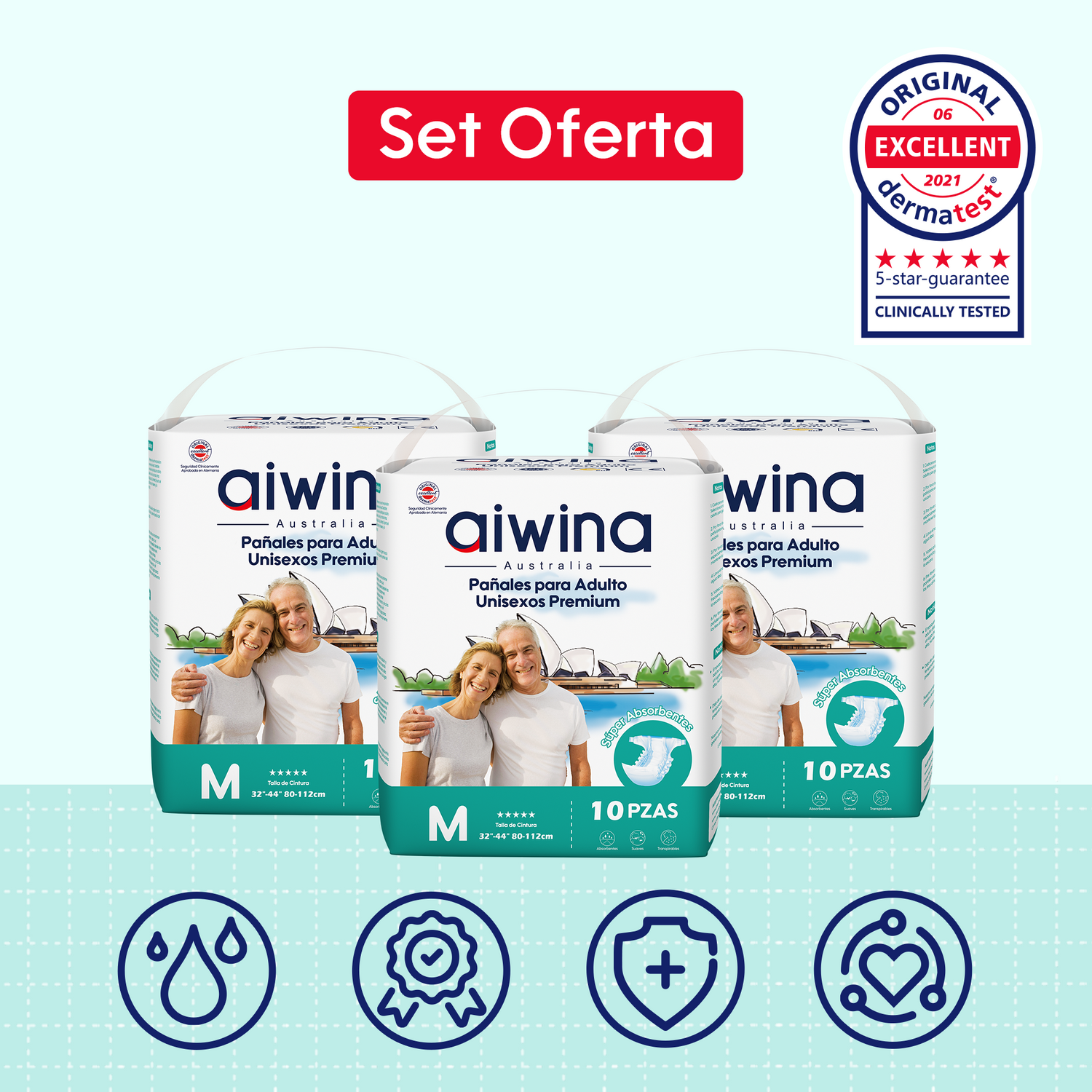 Pañales para Adultos Unisex Premium Talla (M,G,XG) 3 Paquetes 30un.