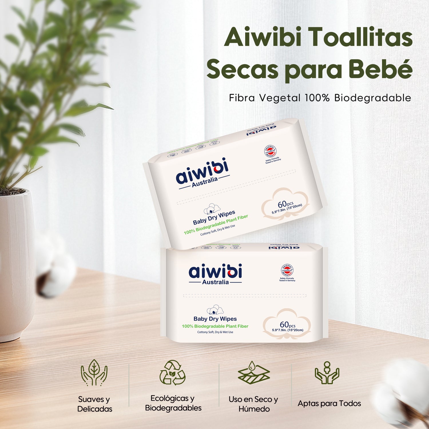 Toallitas Secas 100% Biodegradables