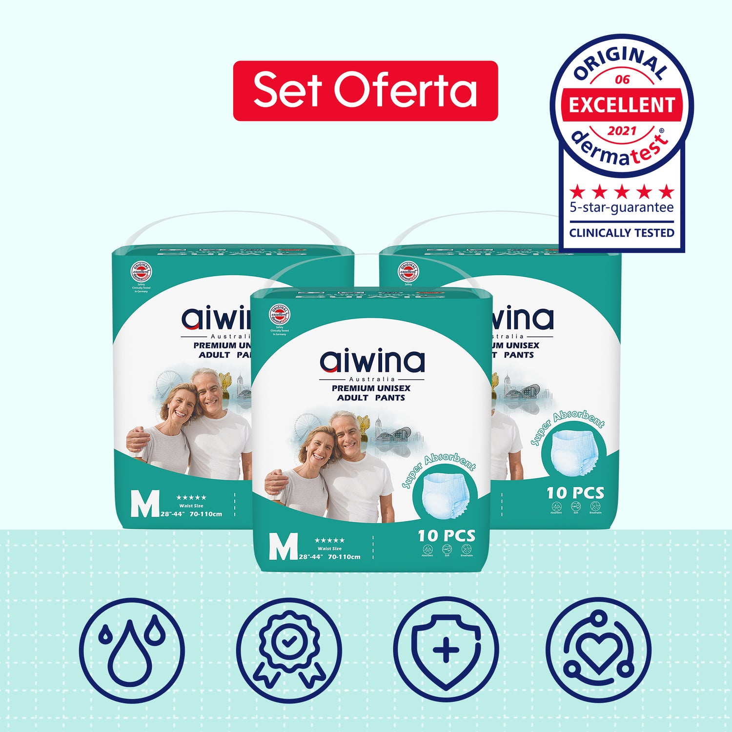 Pañales tipo Pants para Adulto Unisex Premium Talla (M,G,XG) 3 Paquetes 30un.